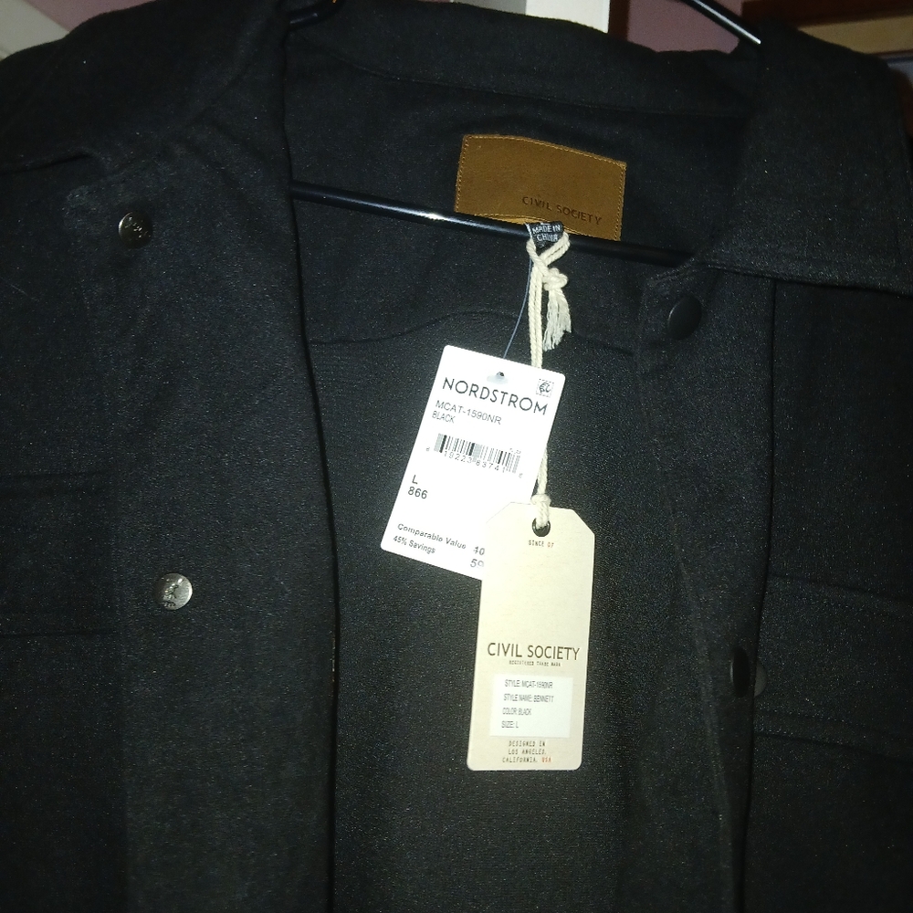 Unisex Civil Society Nordstrom Black Shirt Jacket - Picture 2 of 3